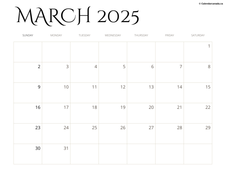 2025 March Calendar Printable: Your Guide to Staying Organized and Productive